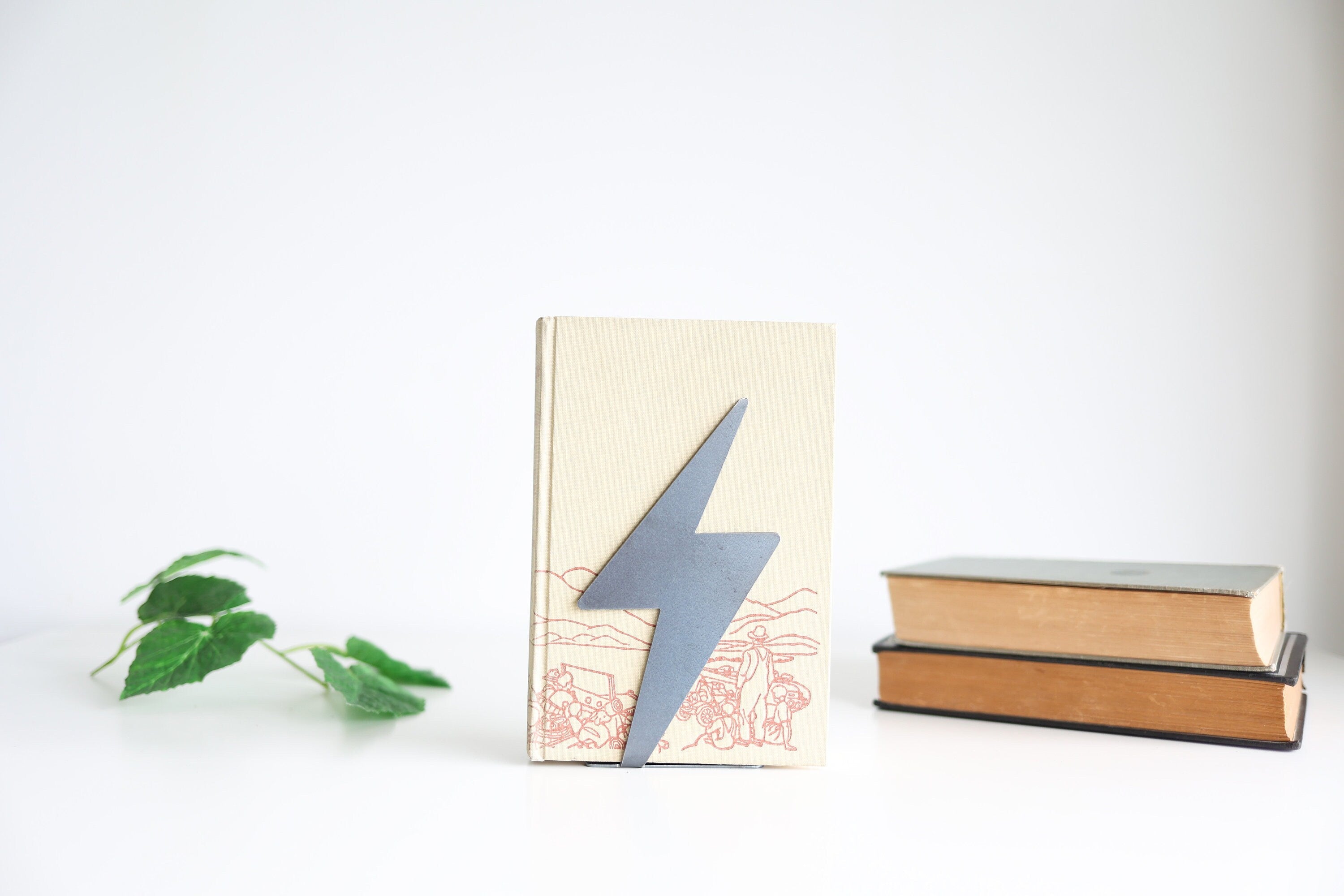 Lightening Bolt Bookend | lightening bookend bookcase organization Harry Potter book collection home decor room design bookends for kids