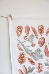 Pinecone Tea Towel  |  cottagecore forest mothers day flour sack tea towel pinecones dish towel kitchen