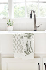 Fern Fronds Tea Towel  |  cottagecore kitchen towel mothers day pastel botanical flour sack tea towel grandmillenial floral decor