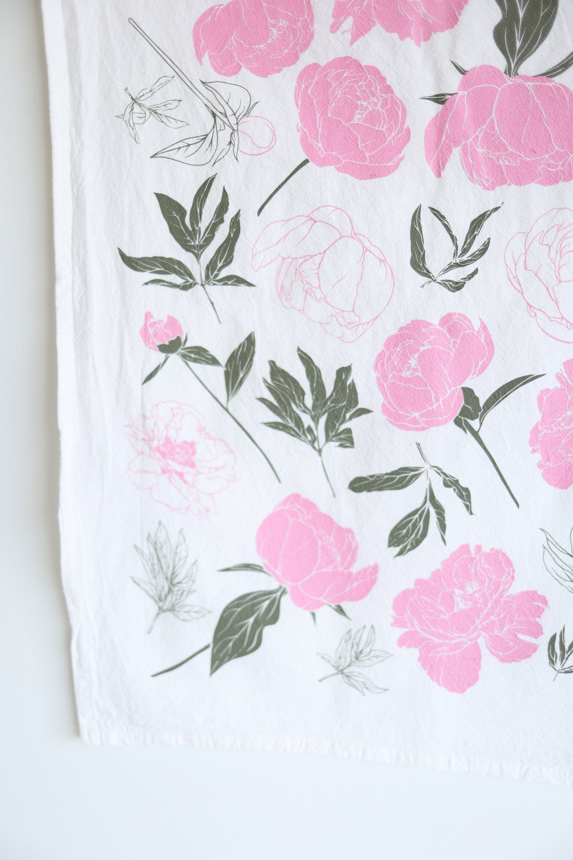 Peony Tea Towel | cottagecore blush peony farmhouse mothers day flour sack tea towel floral peonies dish towel kitchen garden lover gift