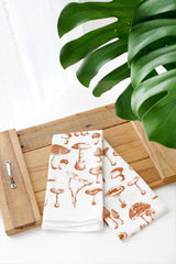 Mushroom Pattern Tea Towel  |  cottagecore towel mushroom flour sack tea towel kitchen dish towel garden reusable paper towel