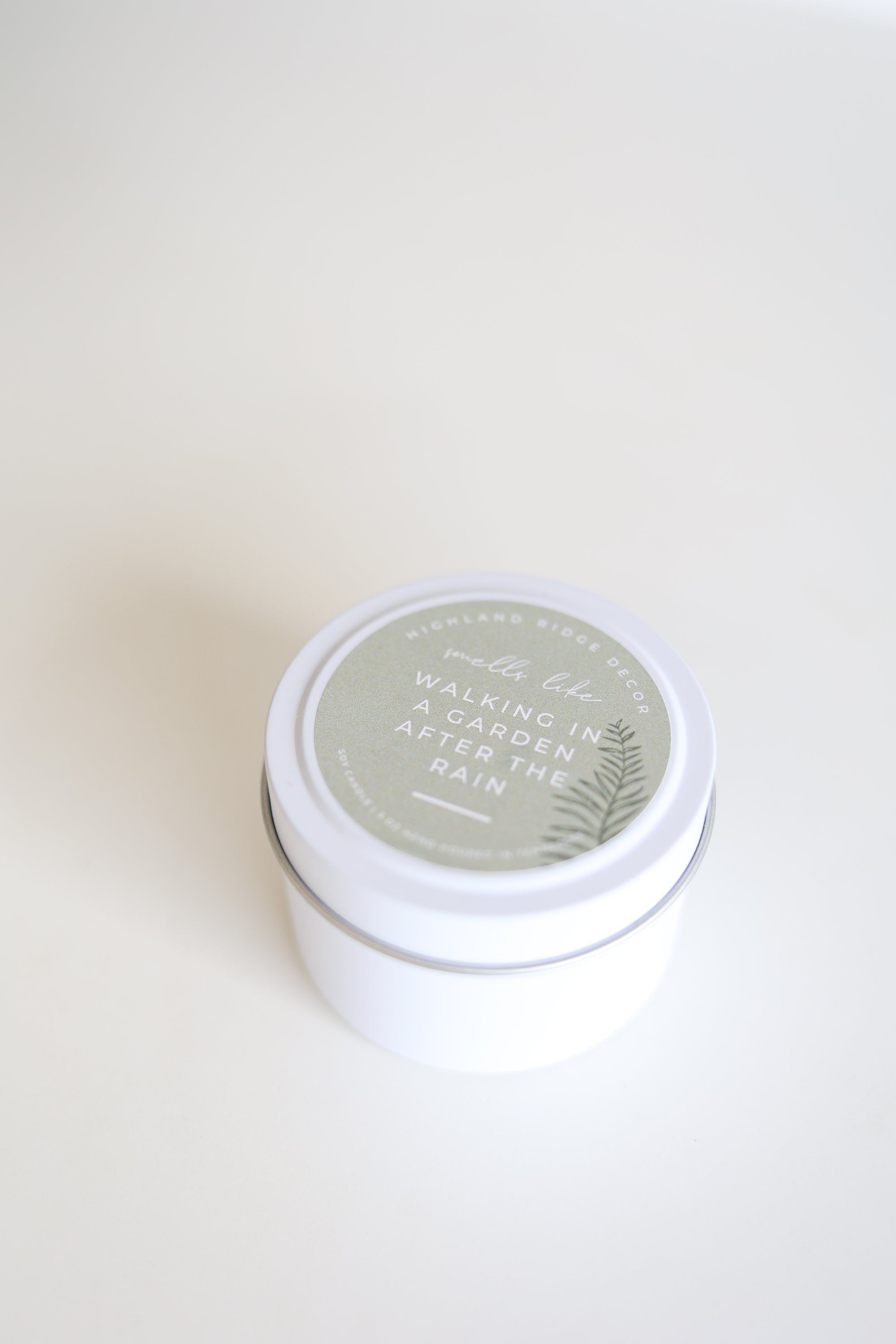Hand-Poured Soy Candle - "Walking In A Garden After The Rain" Tin | cozy scented candle natural candle handmade wood wick earthy