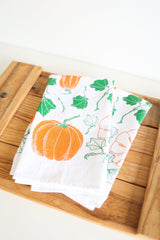 Pumpkin Patch Tea Towel | pumpkin patch autumn harvest flour sack tea towel pumpkins gourds dish towel kitchen fall decor