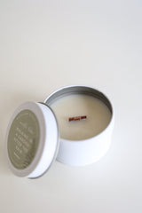 Hand-Poured Soy Candle - "Walking In A Garden After The Rain" Tin | cozy scented candle natural candle handmade wood wick earthy