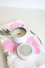 Hand-Poured Soy Candle - "Walking In A Garden After The Rain" Tin | cozy scented candle natural candle handmade wood wick earthy