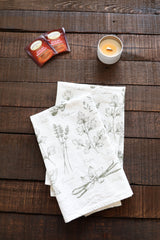 Kitchen Herbs Tea Towel | wild garden herbs cottagecore flour sack tea towel botanical decor greenery plant art cooking herbs spices