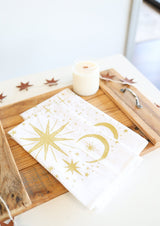 Starlight Tea Towel | star tea towel celestial sky gold stars flour sack tea towel star art kitchen star decor holiday stars