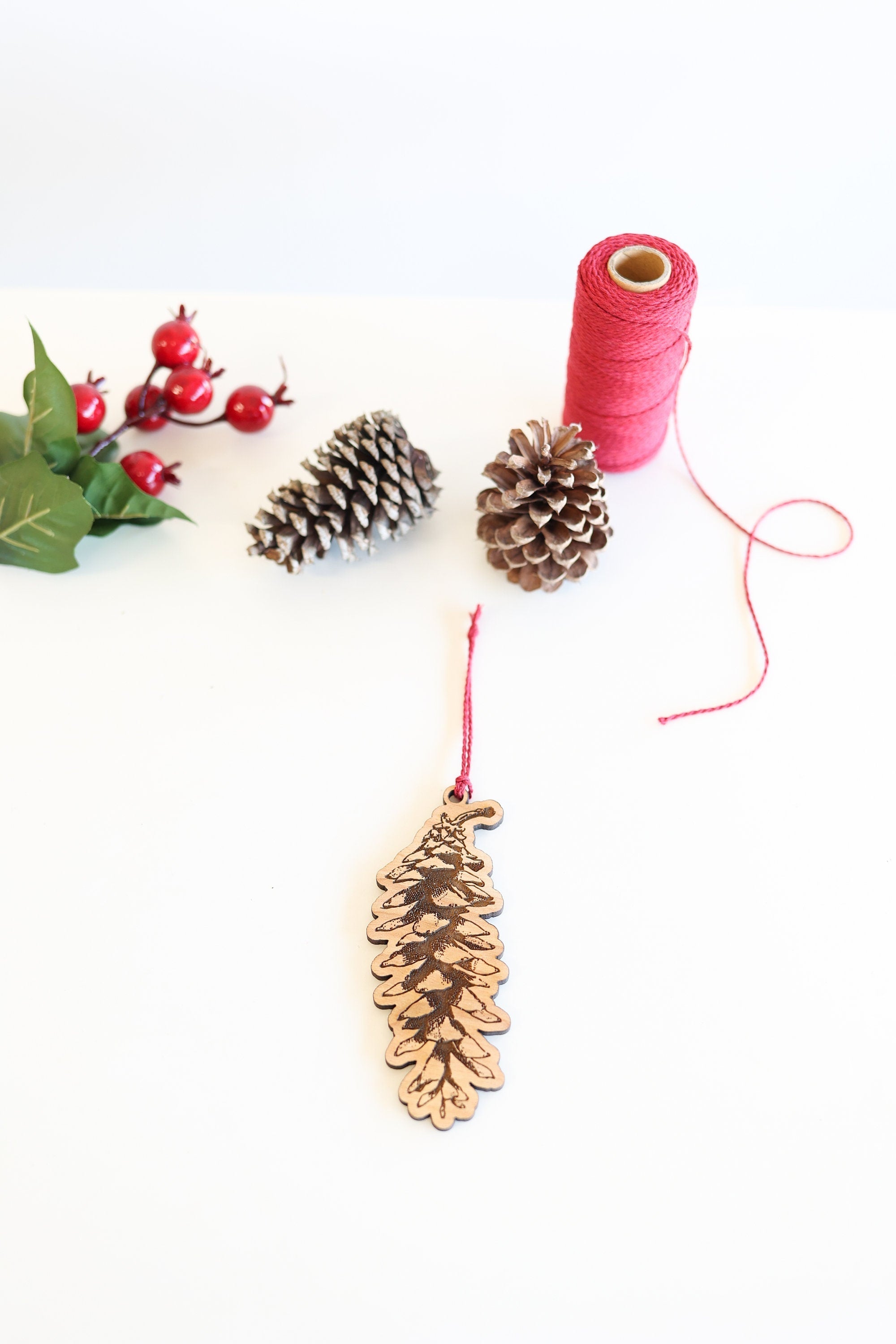 Wooden Pinecone Christmas Ornament | Christmas tree pinecone ornament wooden ornament stocking stuffer hostess gift pinecone tree decor