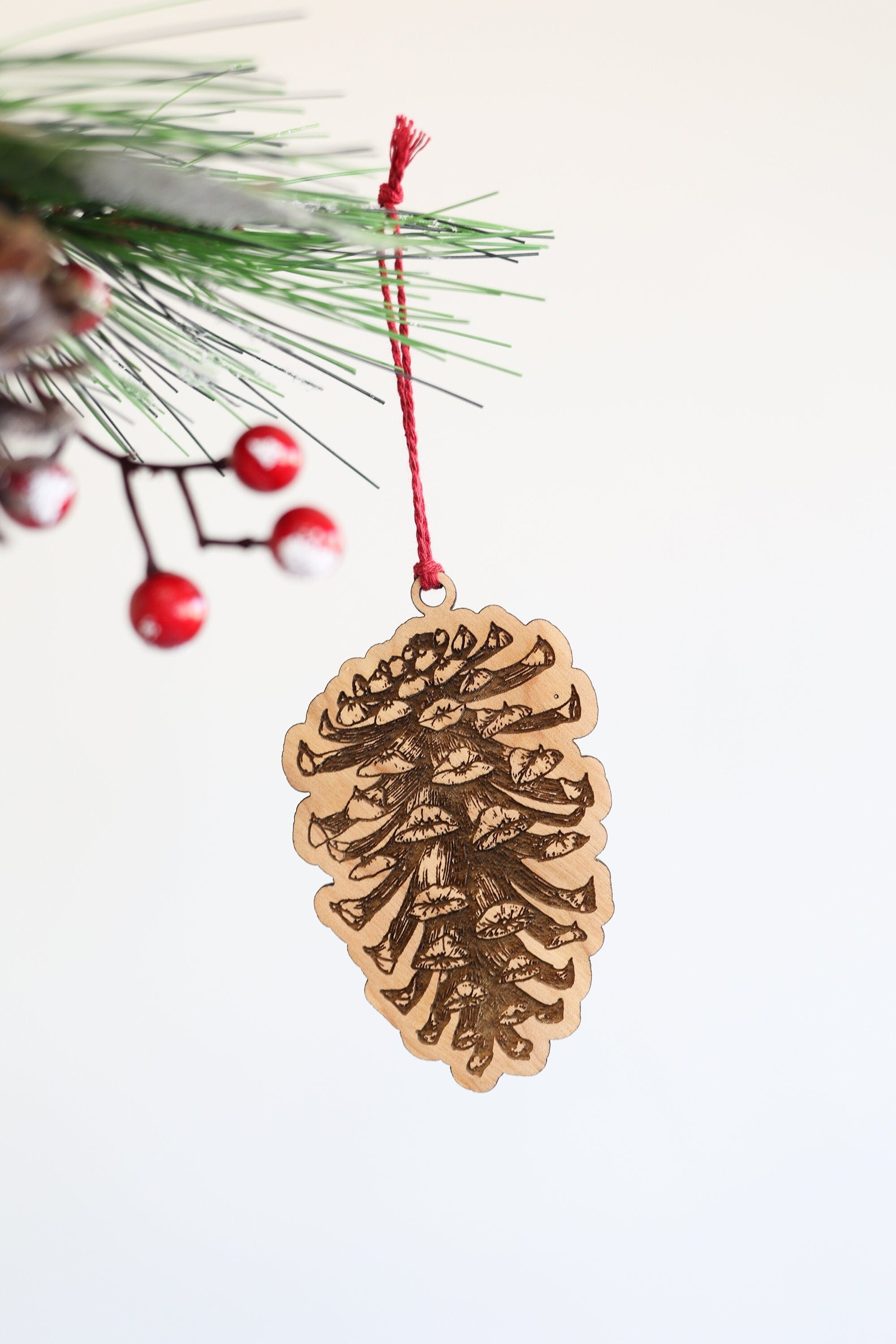 Wooden Pinecone Classic Christmas Ornament | Christmas tree pinecone ornament wooden ornament stocking stuffer hostess gift pinecone tree