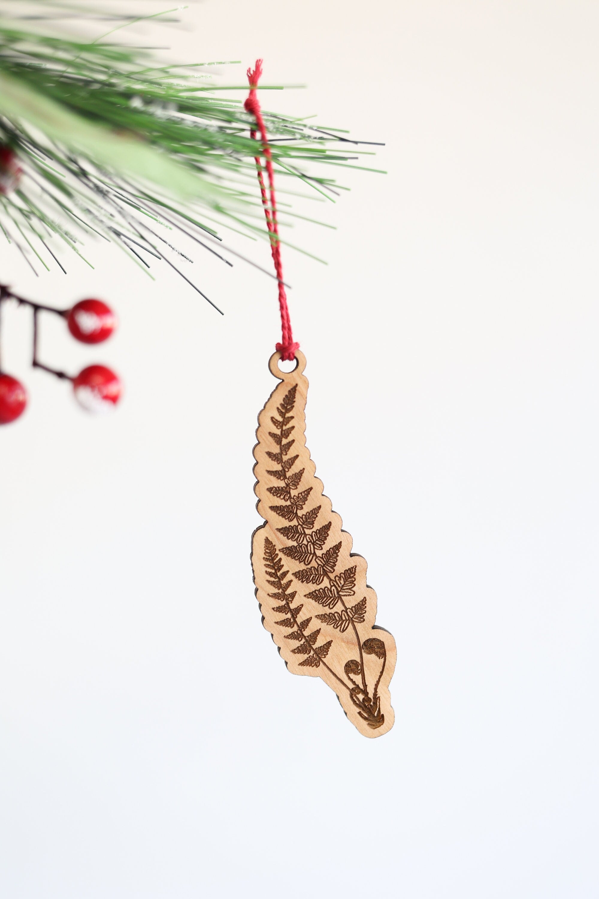 Wooden Fern Frond Christmas Ornament | Christmas tree ornament wooden ornament stocking stuffer hostess gift tree decor