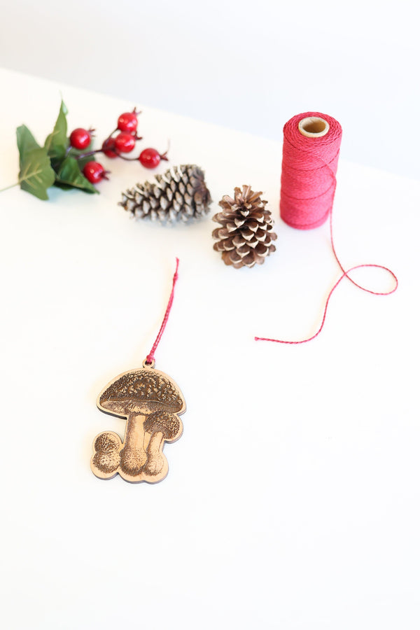 Wooden Mushroom Christmas Ornament | Christmas tree ornament wooden ornament stocking stuffer hostess gift tree decor