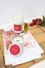Hand-Poured Soy Candle - Warm Gingerbread "Waking Up Christmas Morning" Tin | cozy scented candle gift handmade holiday Christmas candle