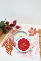 Hand-Poured Soy Candle - Warm Gingerbread "Waking Up Christmas Morning" Tin | cozy scented candle gift handmade holiday Christmas candle