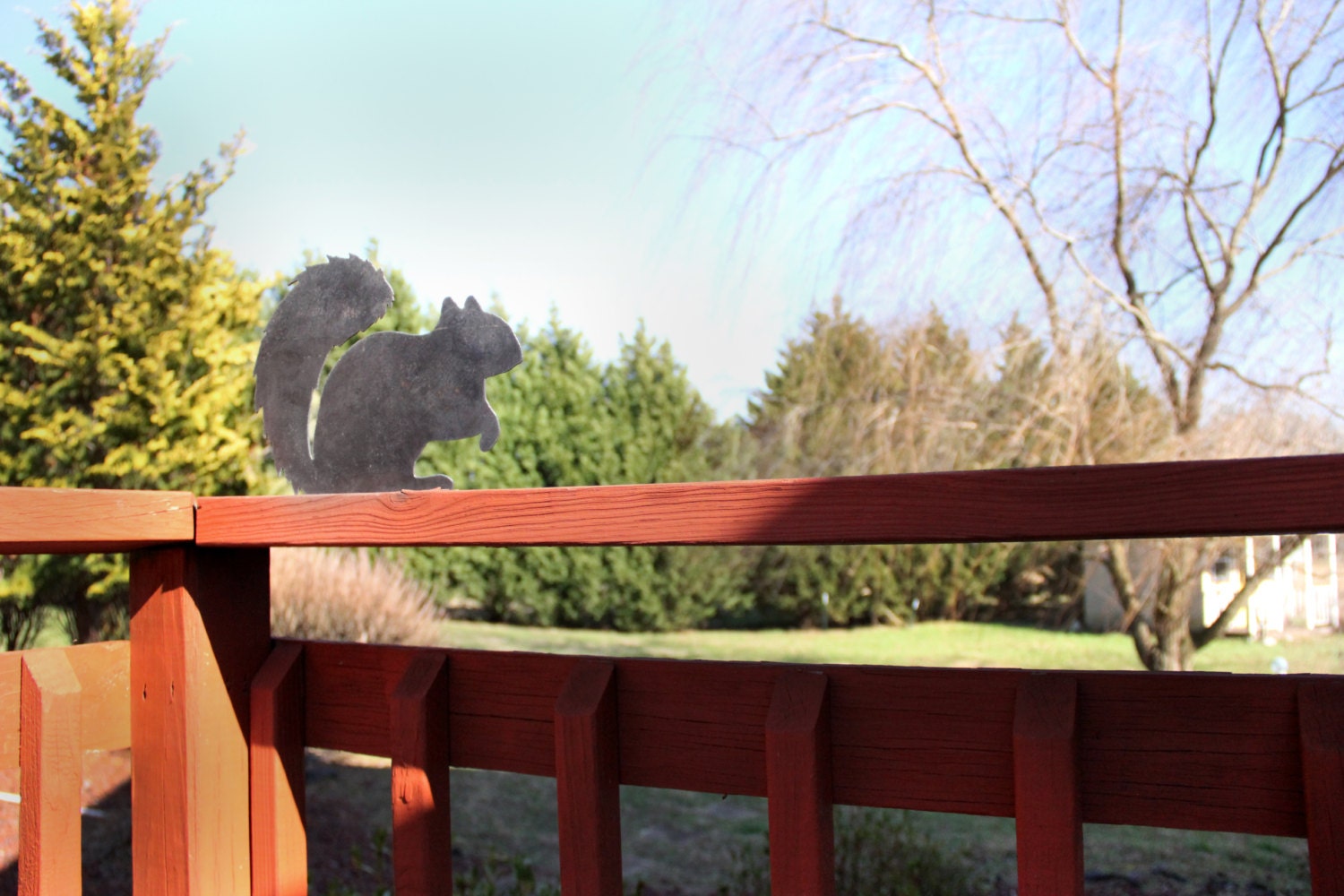 Metal Squirrel Statue | garden squirrel cute outdoor statue farmhouse garden decor statue bird art rustic outdoor cottage landscape nature