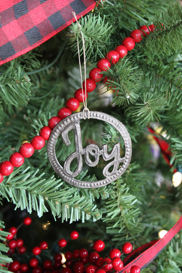 Joy Circle Metal Art Ornament