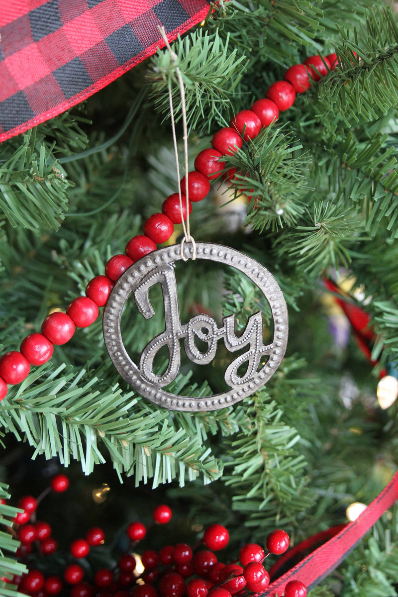 Joy Circle Metal Art Ornament