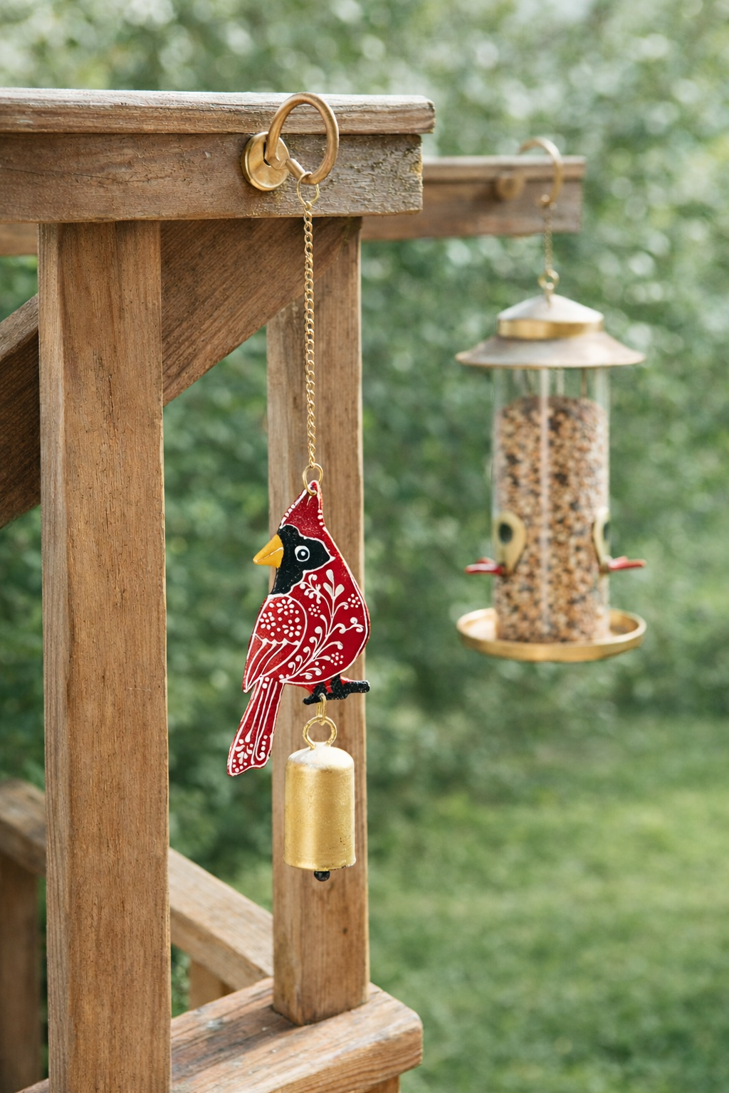 Henna Cardinal Wind Chime - Hand Painted