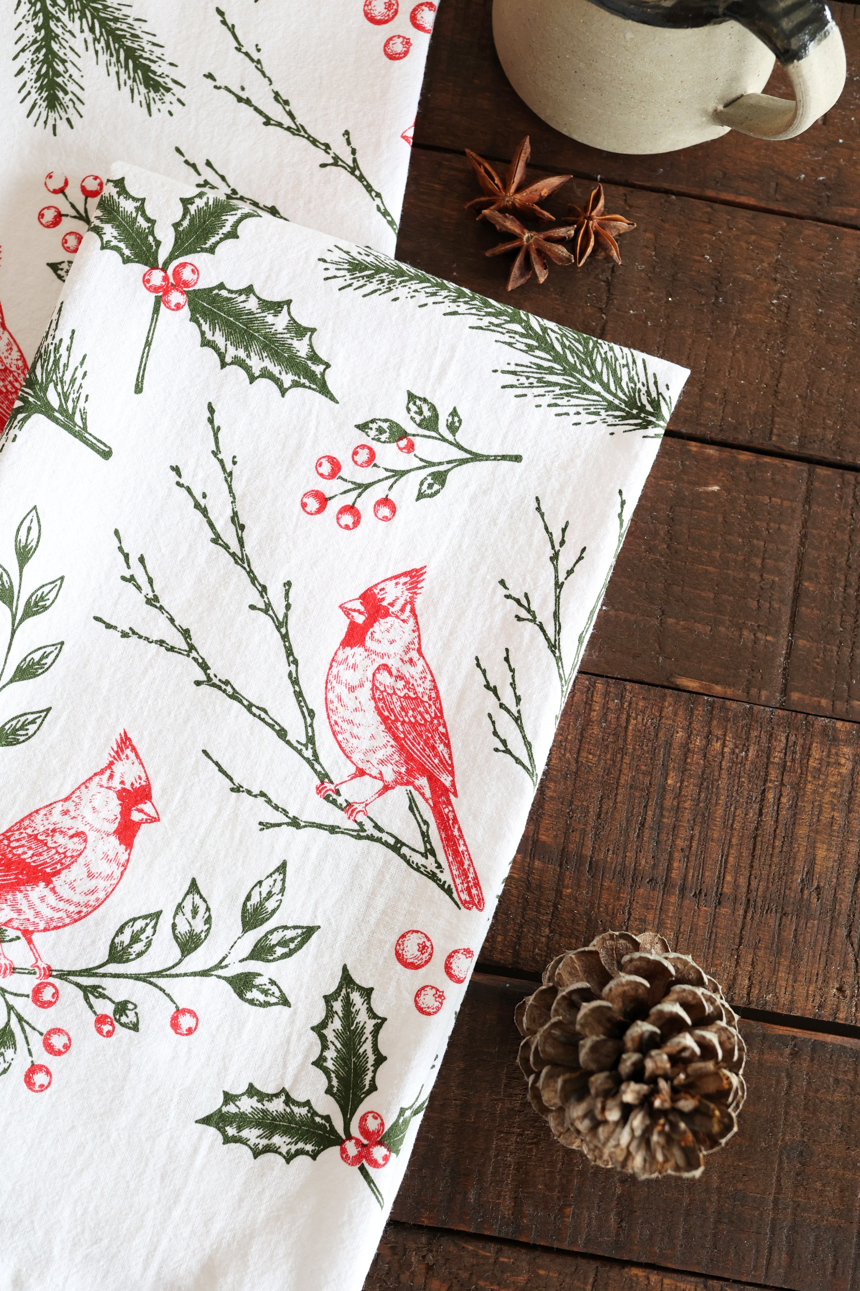 Winter Cardinal Tea Towel