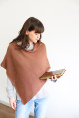 Alpaca Hand Knit Poncho Wrap: Milk Chocolate Brown