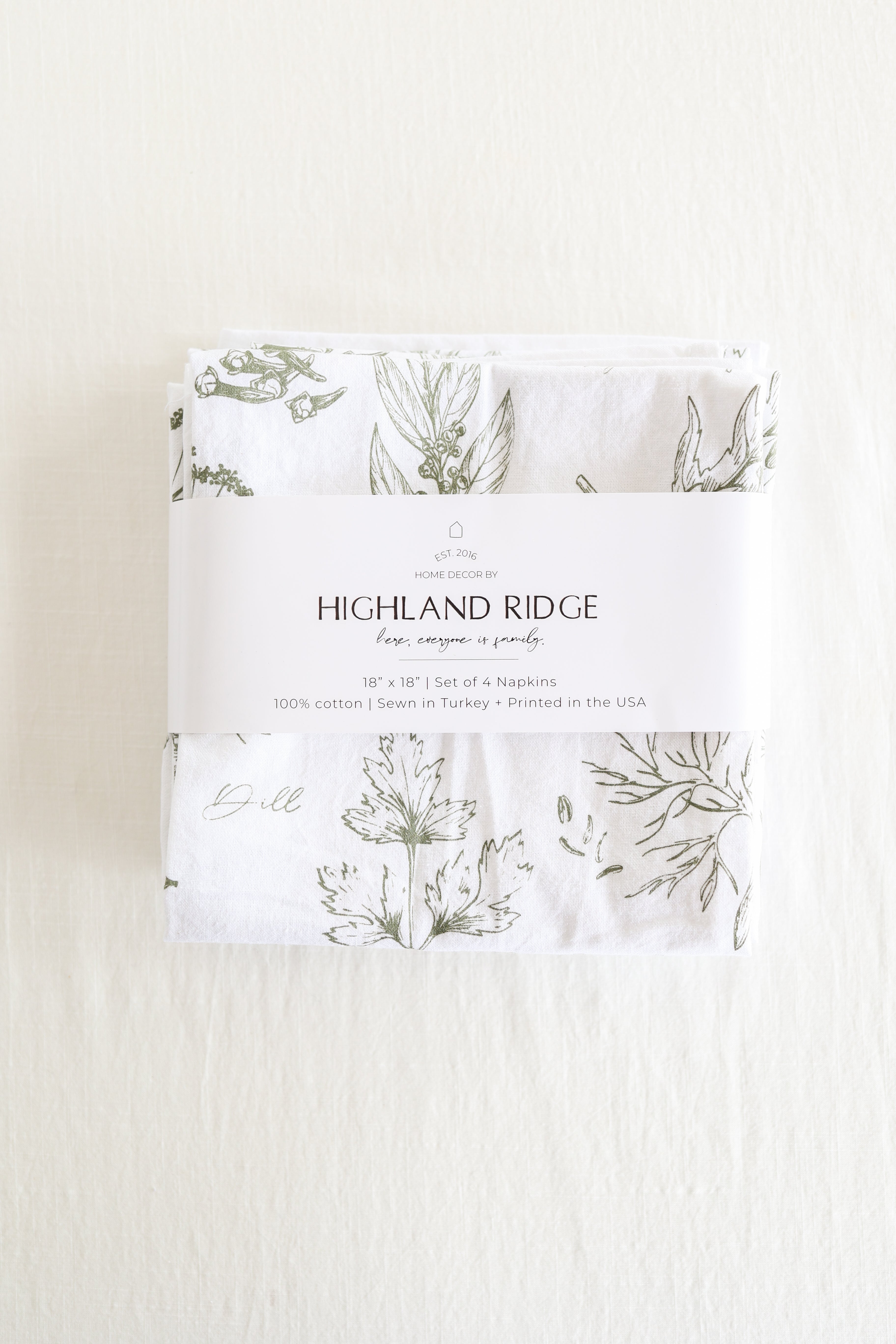 Kitchen Herbs Napkins Set of 4