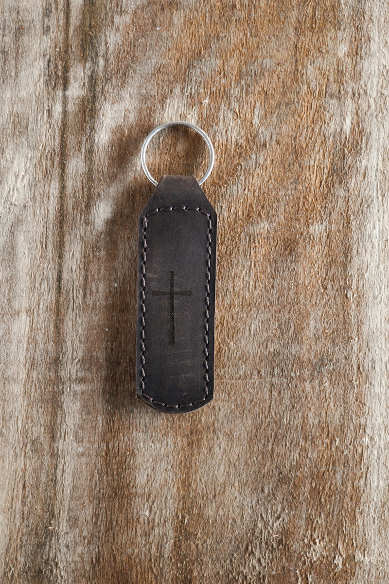 Christian Key Fob Engraved Leather