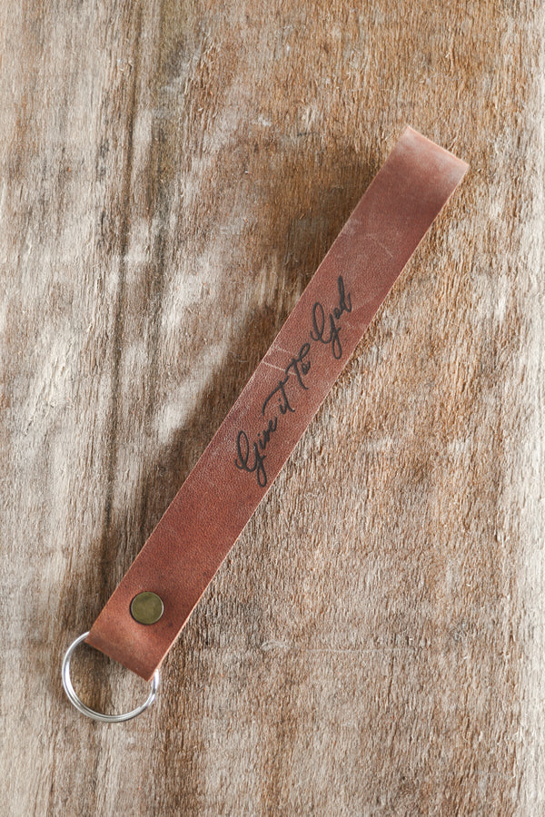 Give It To God Wristlet  Engraved Leather