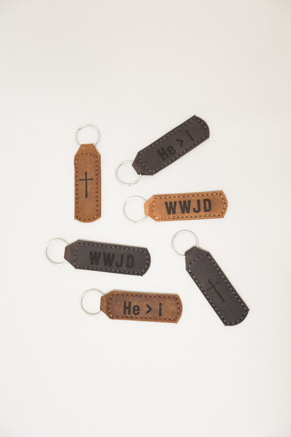 Christian Key Fob Engraved Leather
