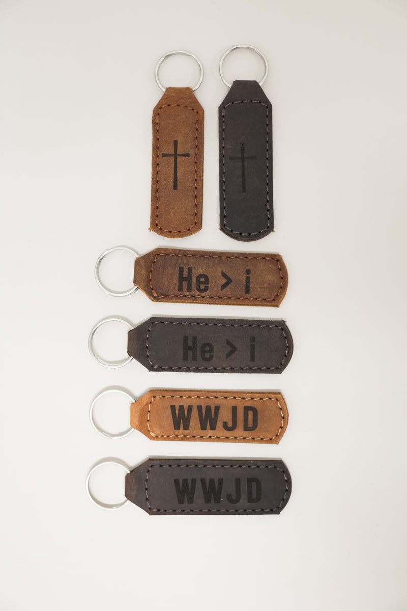 Christian Key Fob Engraved Leather