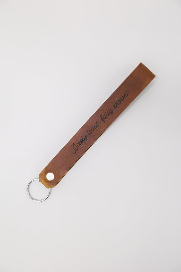 Deeply Loved, Fully Known Wristlet Engraved Leather