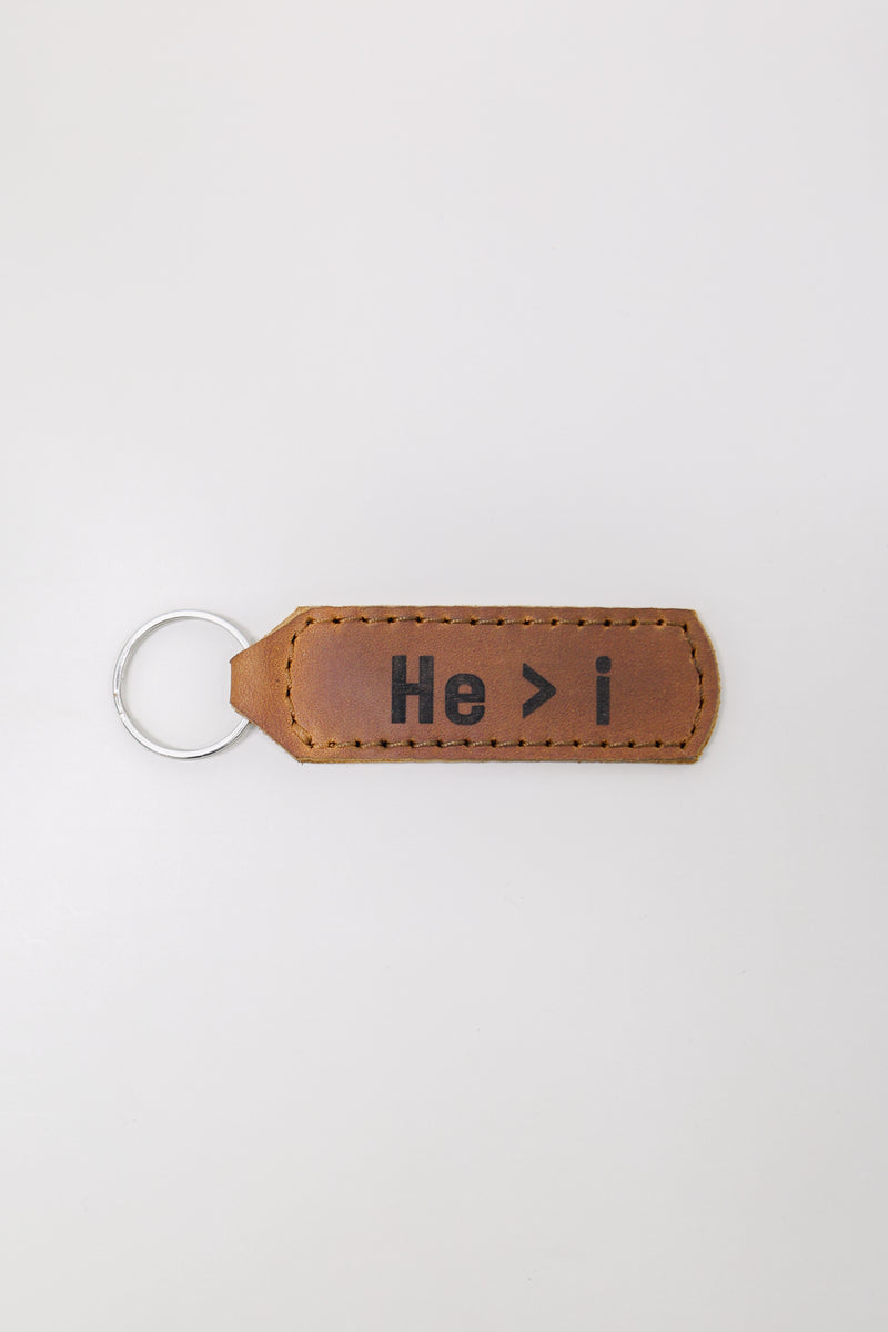 He > i Key Fob Engraved Leather