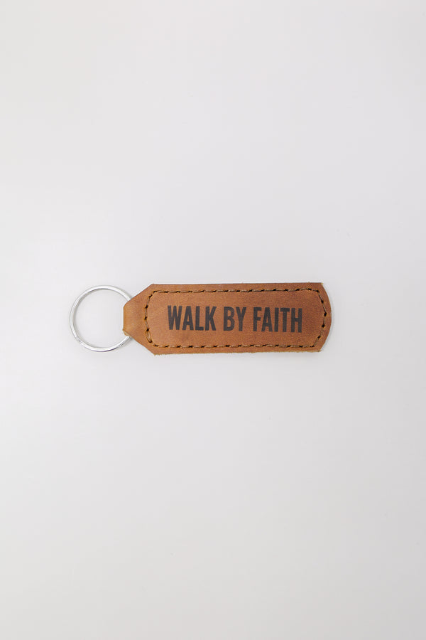 Walk By Faith Key Fob Engraved Leather