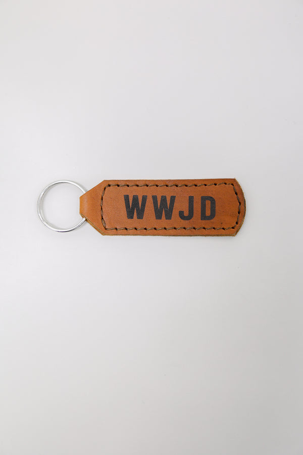 WWJD Key Fob Engraved Leather