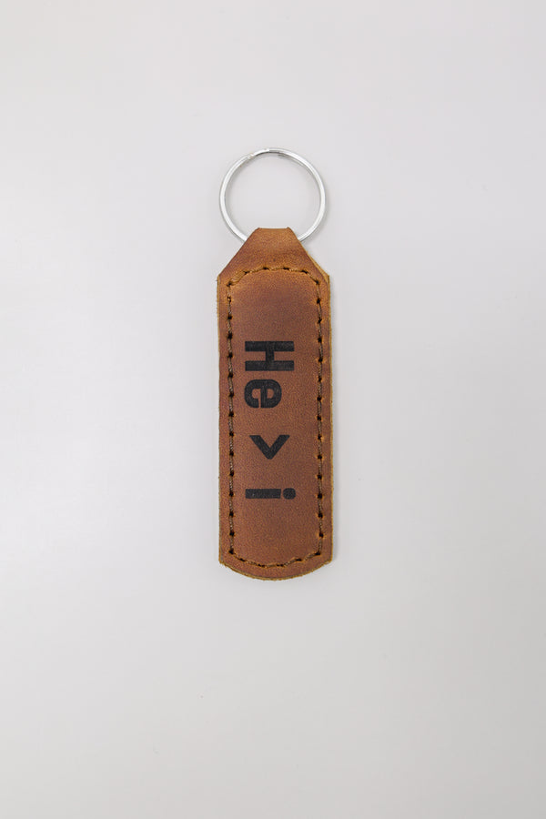 He > i Key Fob Engraved Leather