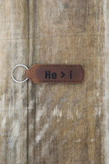 He > i Key Fob Engraved Leather