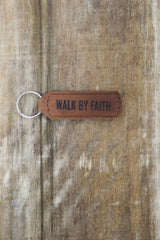 Walk By Faith Key Fob Engraved Leather
