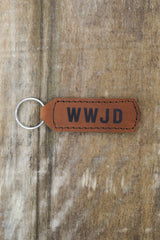 WWJD Key Fob Engraved Leather