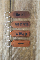 WWJD Key Fob Engraved Leather