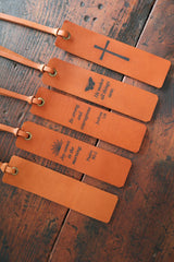 Custom Cognac Leather Bookmark