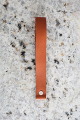 Custom Cognac Leather Keychain Wristlet