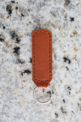 Custom Cognac Leather Keychain