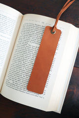 Custom Cognac Leather Bookmark