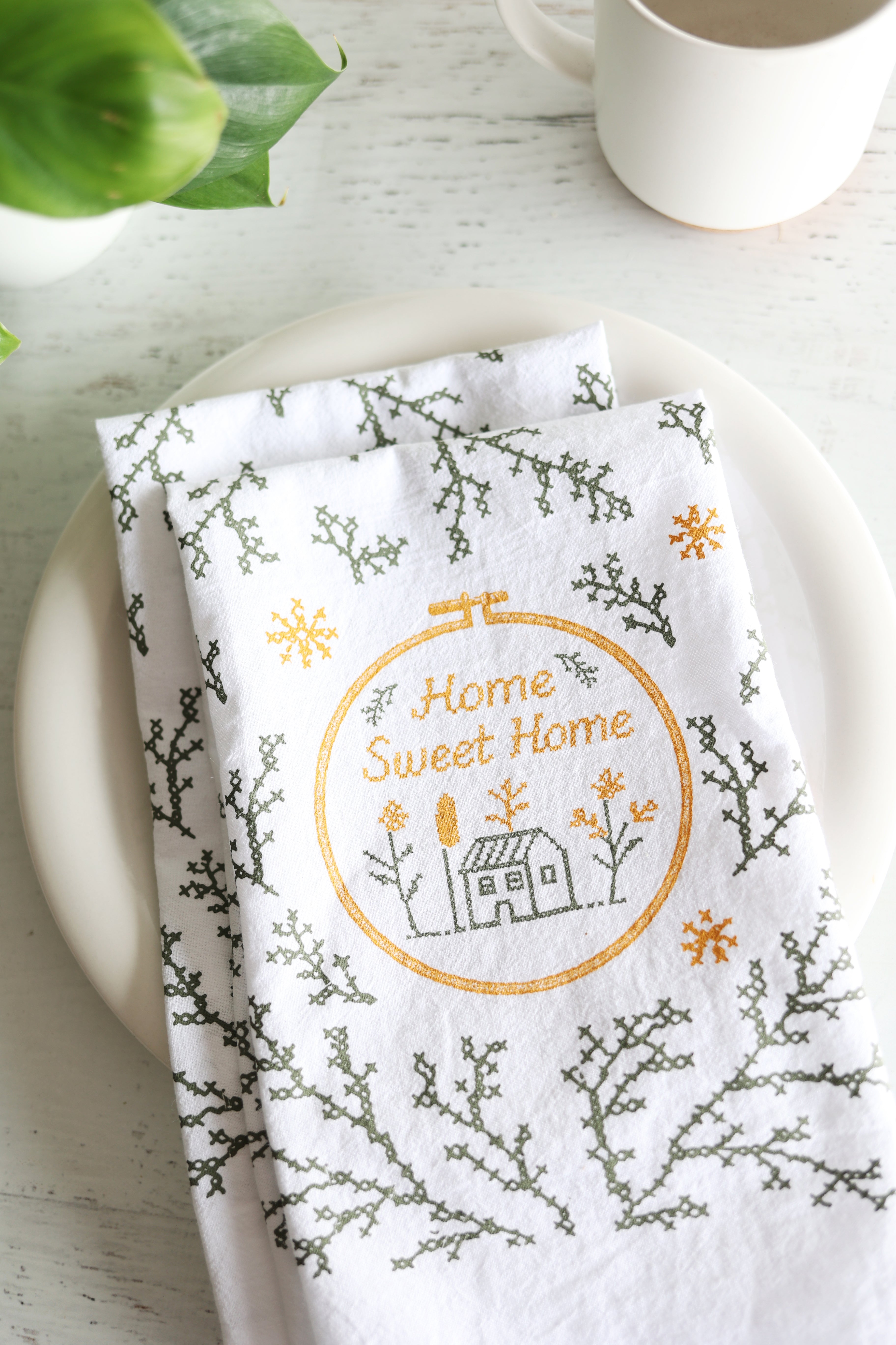 Home Sweet Home Cross-Stitch Tea Towel