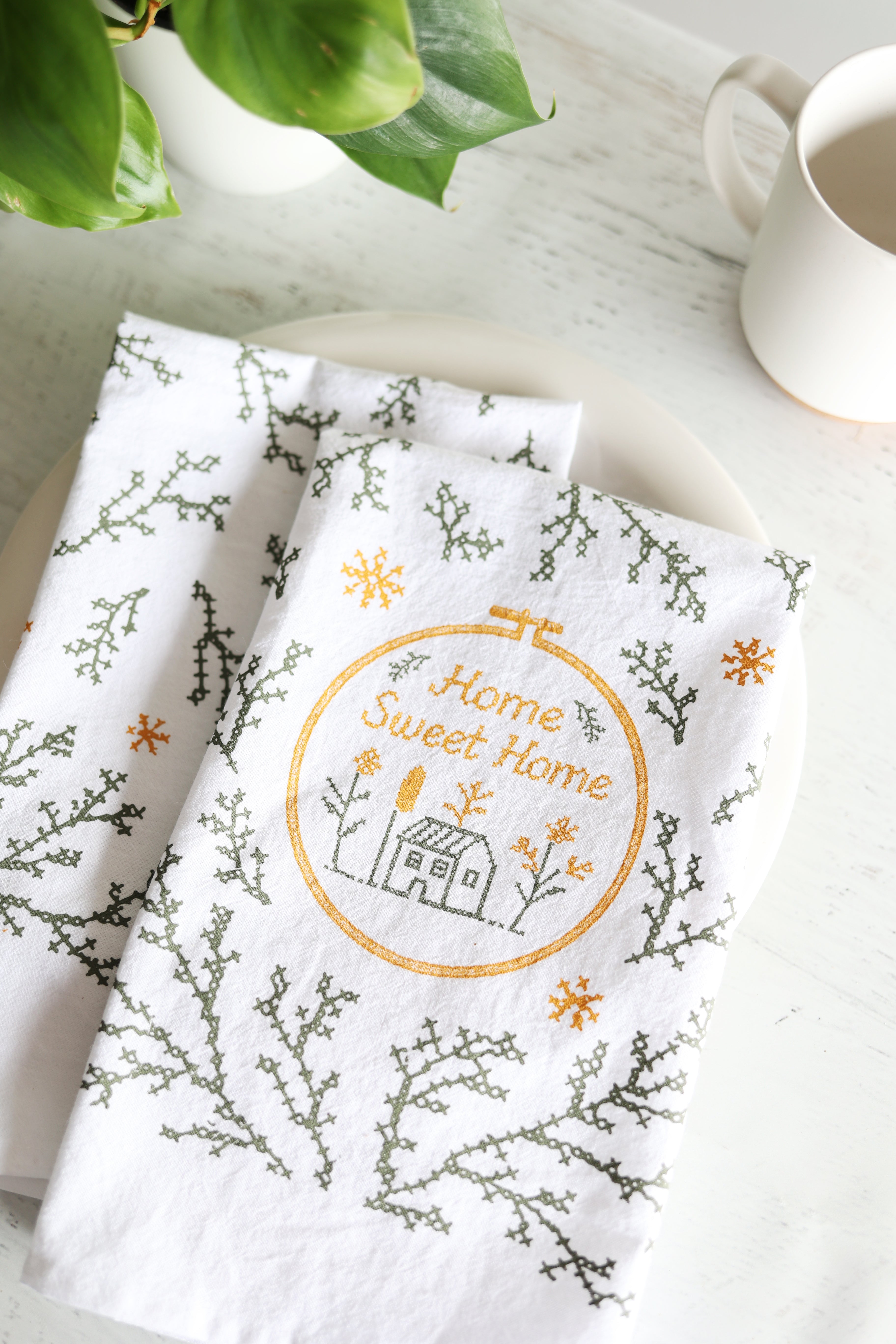 Home Sweet Home Cross-Stitch Tea Towel