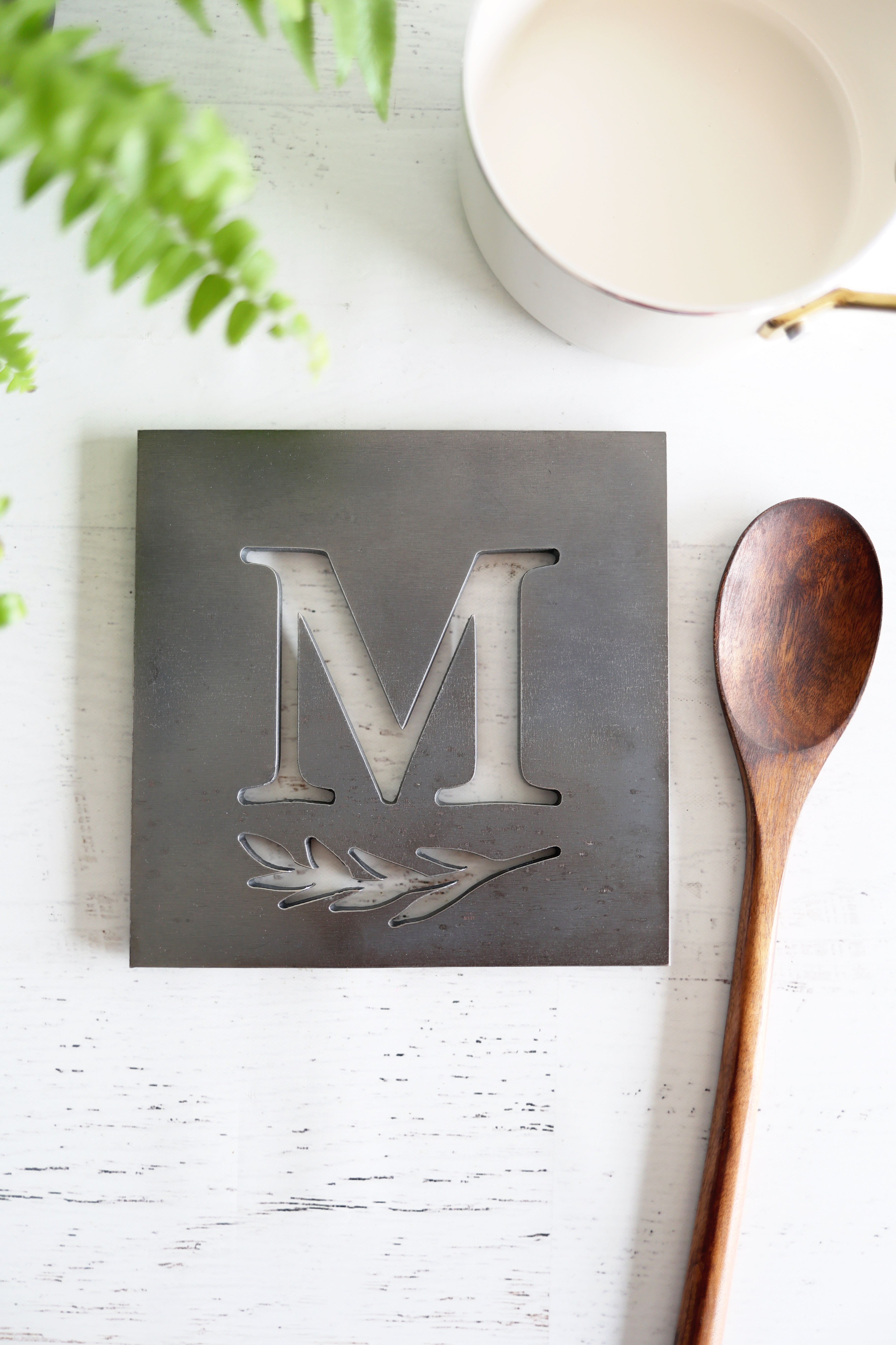 Personalized Kitchen Trivet Hot Plate Monogram Pot Holder Square