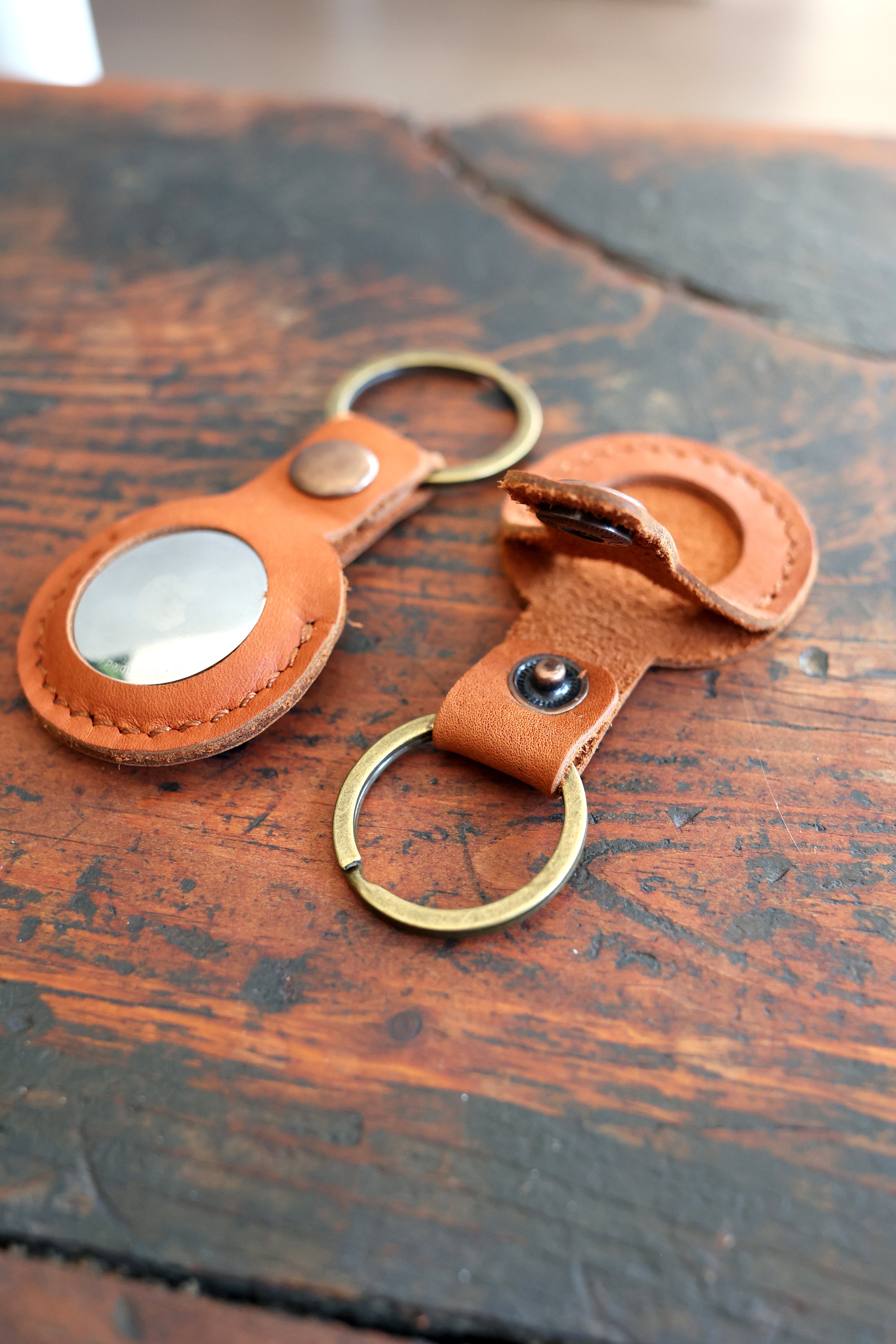 Air Tag Leather Keychain