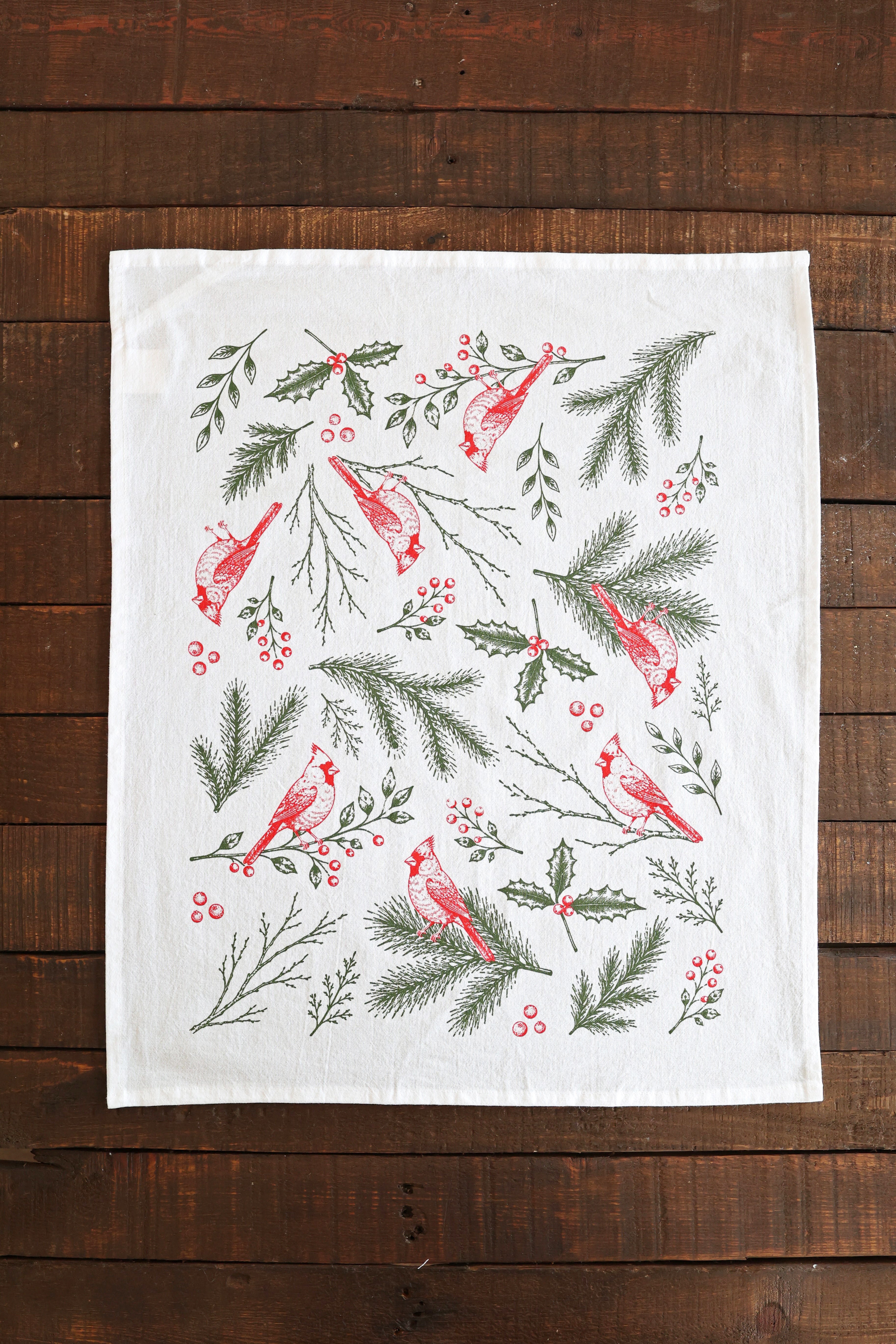 Winter Cardinal Tea Towel
