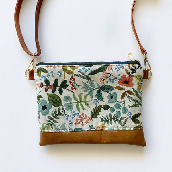 Linen Floral Small crossbody bag