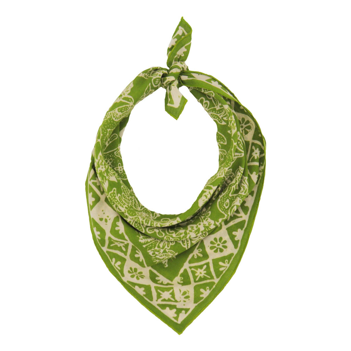 Hand Dyed Batik Bandana, 100% Soft Cotton, Green Serenity