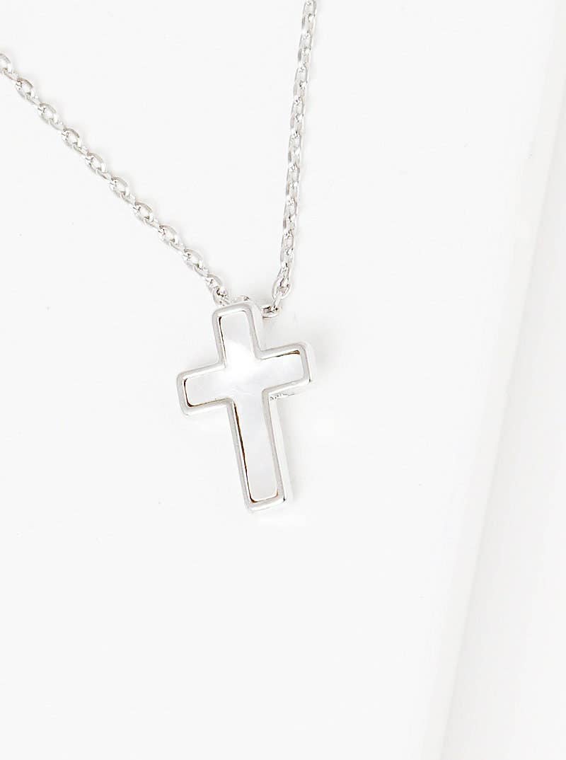 White Shelled Cross Necklace