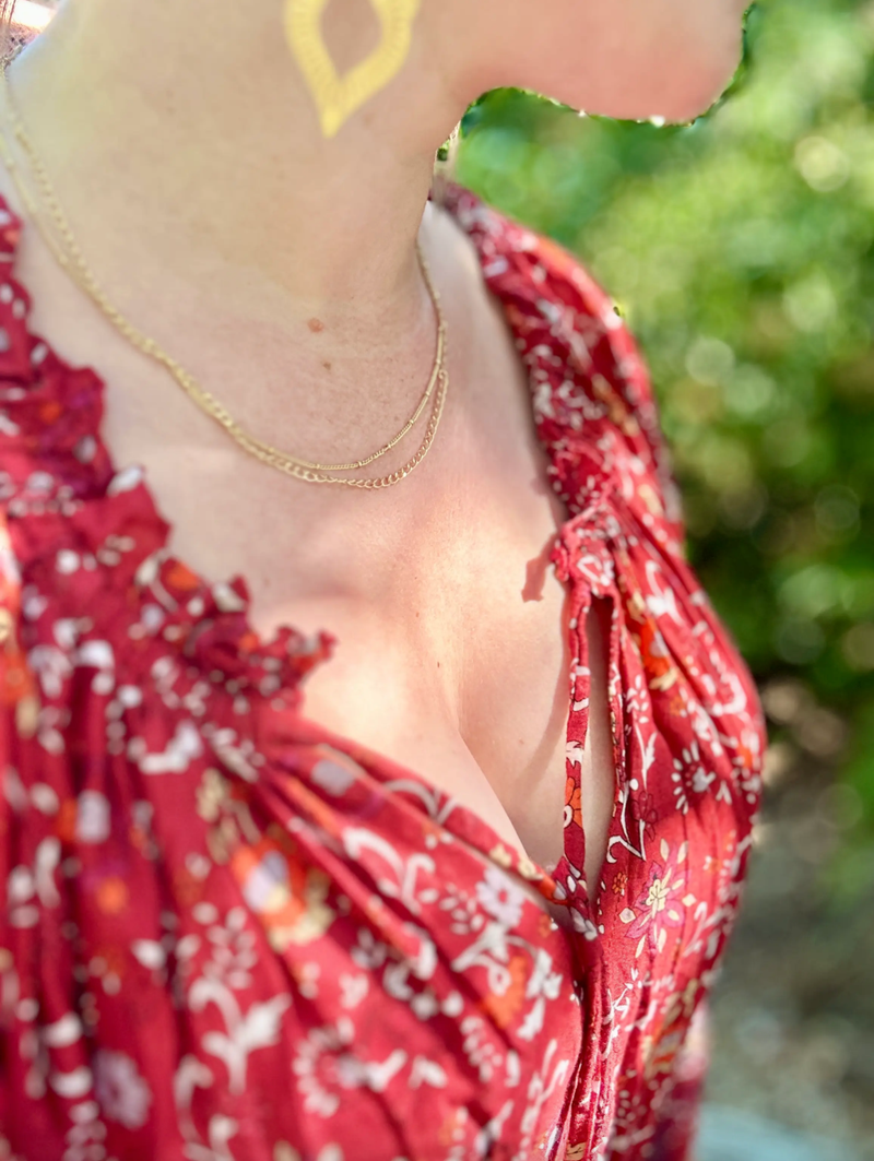 Double Strand Chain Necklace in Brass